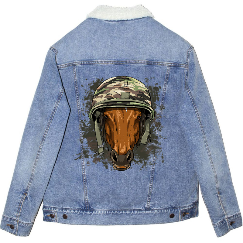 Horse Soldier Veteran Army Horse Farm Animal Lover Unisex Sherpa-lined Denim Jacket | Artistshot