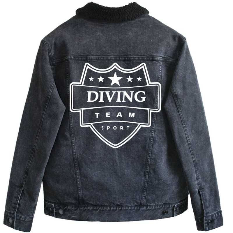 Sports Diving Cute Blue Unisex Sherpa-Lined Denim Jacket by tanuskrego | Artistshot