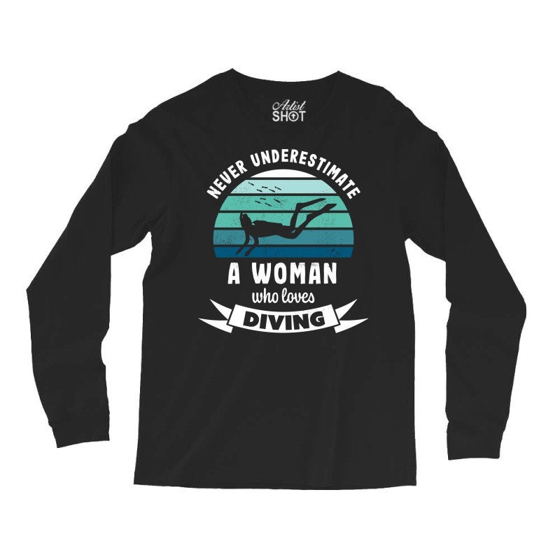 Woman Who Loves Diving Gift For Diver Long Sleeve Shirts by tanuskrego | Artistshot