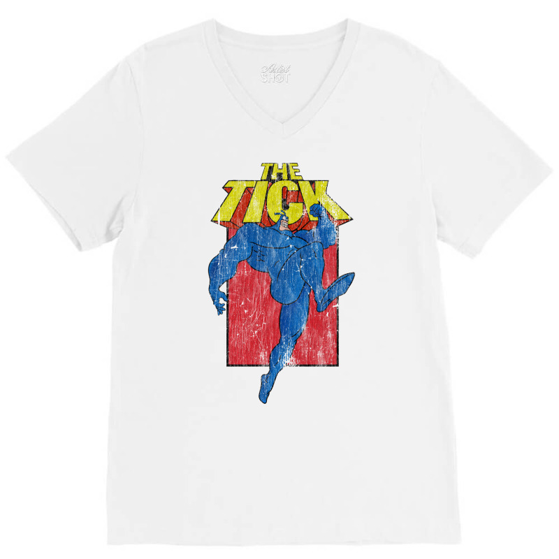 Distressed The Tick Cartoon V-neck Tee | Artistshot