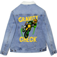 Funny Dirt Bike Out Motocross Gift Gravity Check D Unisex Sherpa-lined Denim Jacket | Artistshot