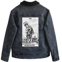 Strength Tarot Card   Major Arcana   Fortune Telli Unisex Sherpa-lined Denim Jacket | Artistshot