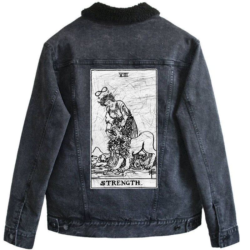 Strength Tarot Card   Major Arcana   Fortune Telli Unisex Sherpa-Lined Denim Jacket by igzyinalday | Artistshot