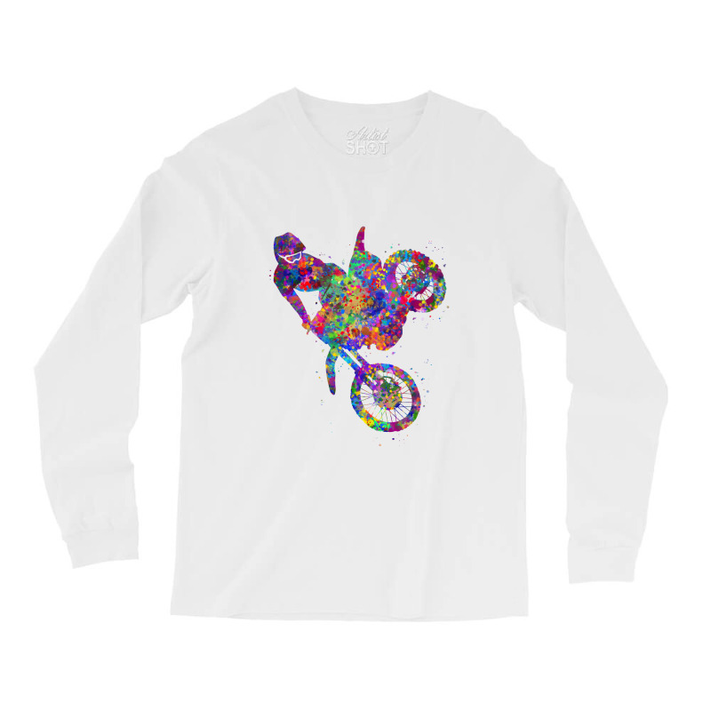 Motocross Racing Watercolor Art Summer Long Sleeve Shirts by hutormbuyie6 | Artistshot