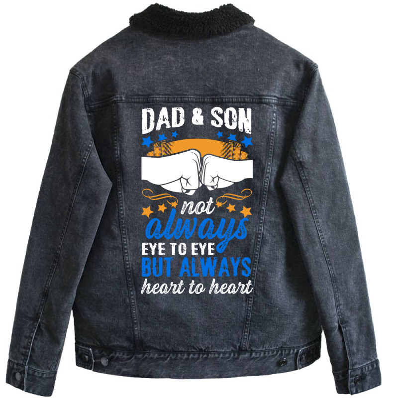 Dad Son Eye Heart Father Faustschlag Fathers Day B Unisex Sherpa-Lined Denim Jacket by loretzexson | Artistshot