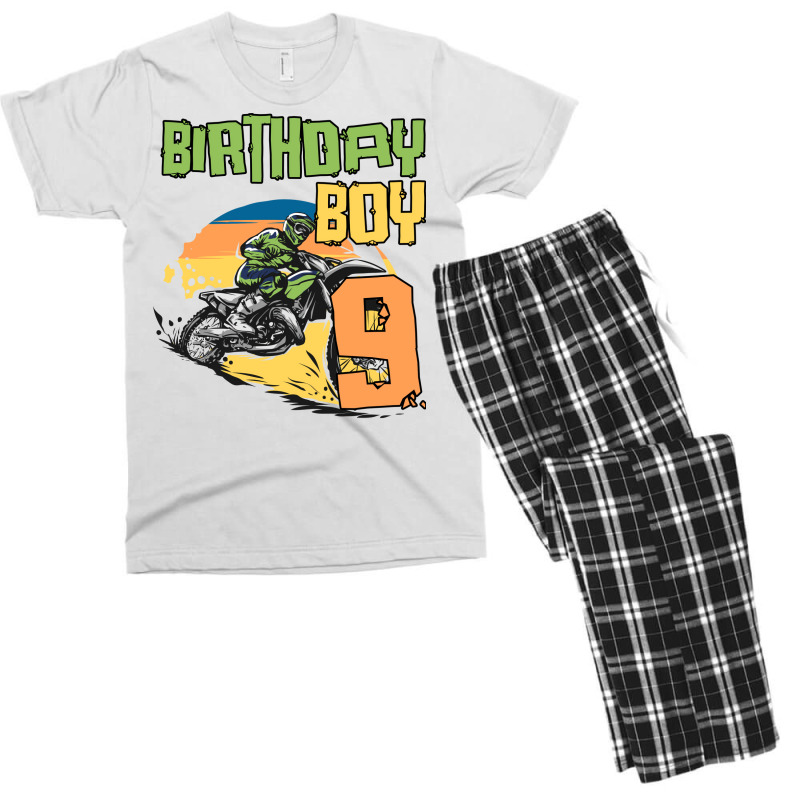 9 Year Old Dirt Bike Birthday Party Motocross Mx 9 Men's T-shirt Pajama Set | Artistshot