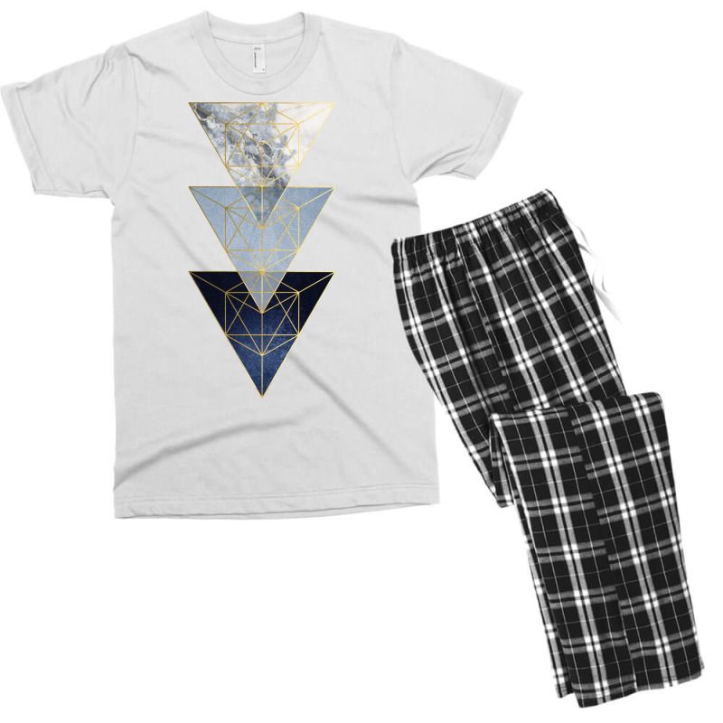 Navy And Gold 3 Triangles Men's T-shirt Pajama Set by akinwanaroa4 | Artistshot