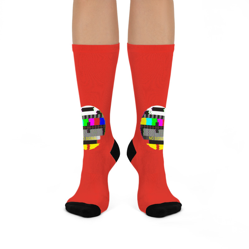 Retro Tv Test Card Glitched No Signal Crew Socks | Artistshot