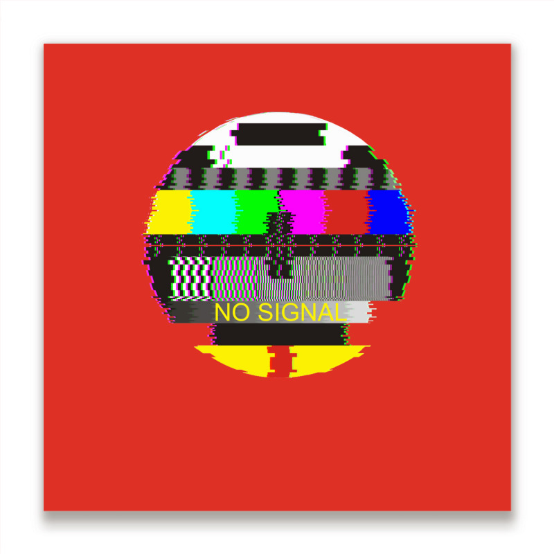 Retro Tv Test Card Glitched No Signal Metal Print Square | Artistshot