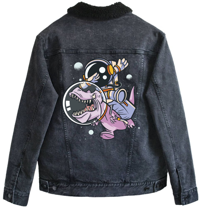 Astronaut Dabbing On Trex 80s Unisex Sherpa-lined Denim Jacket | Artistshot