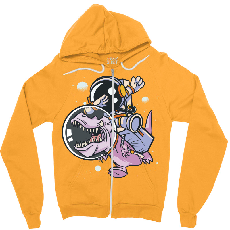 Astronaut Dabbing On Trex 80s Zipper Hoodie | Artistshot