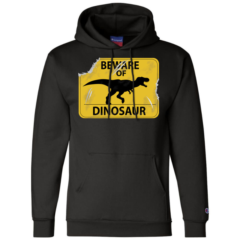 Damaged Beware Of Dinosaur Sign Girl Champion Hoodie | Artistshot