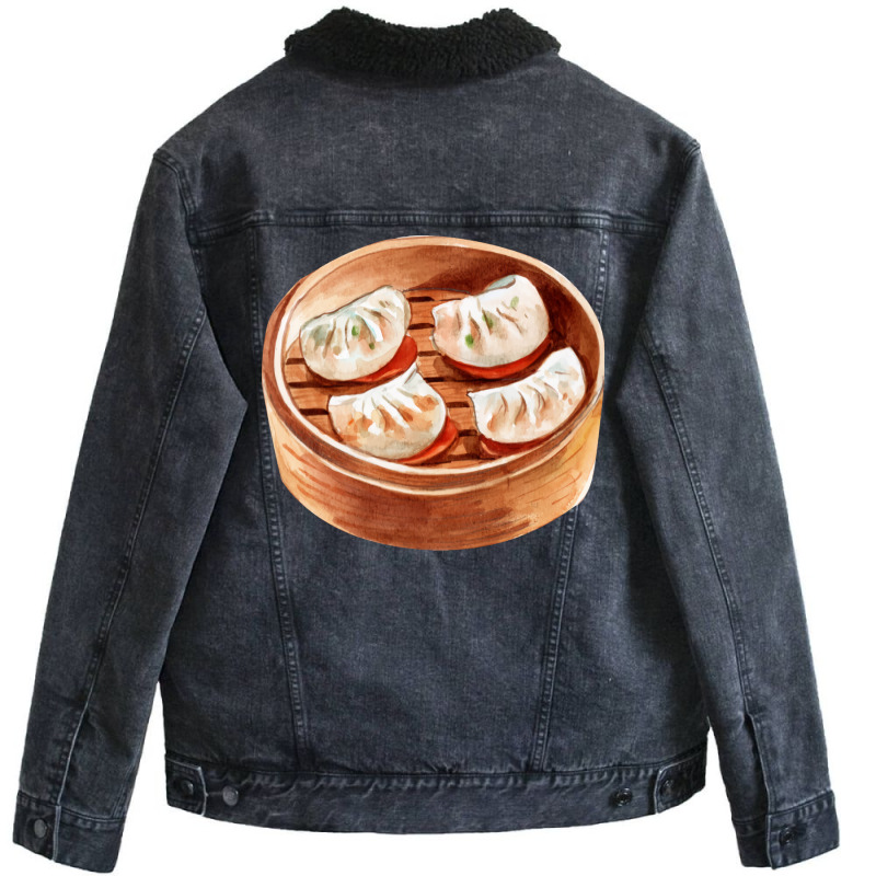 Chinese Dumplings Humor Unisex Sherpa-lined Denim Jacket | Artistshot