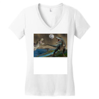 Dinosaurs Fighting Under The Moon Funny Women's V-neck T-shirt | Artistshot