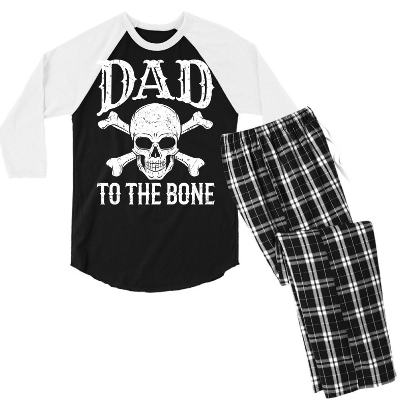 Dad  Dad To The Bone Yellow Men's 3/4 Sleeve Pajama Set | Artistshot