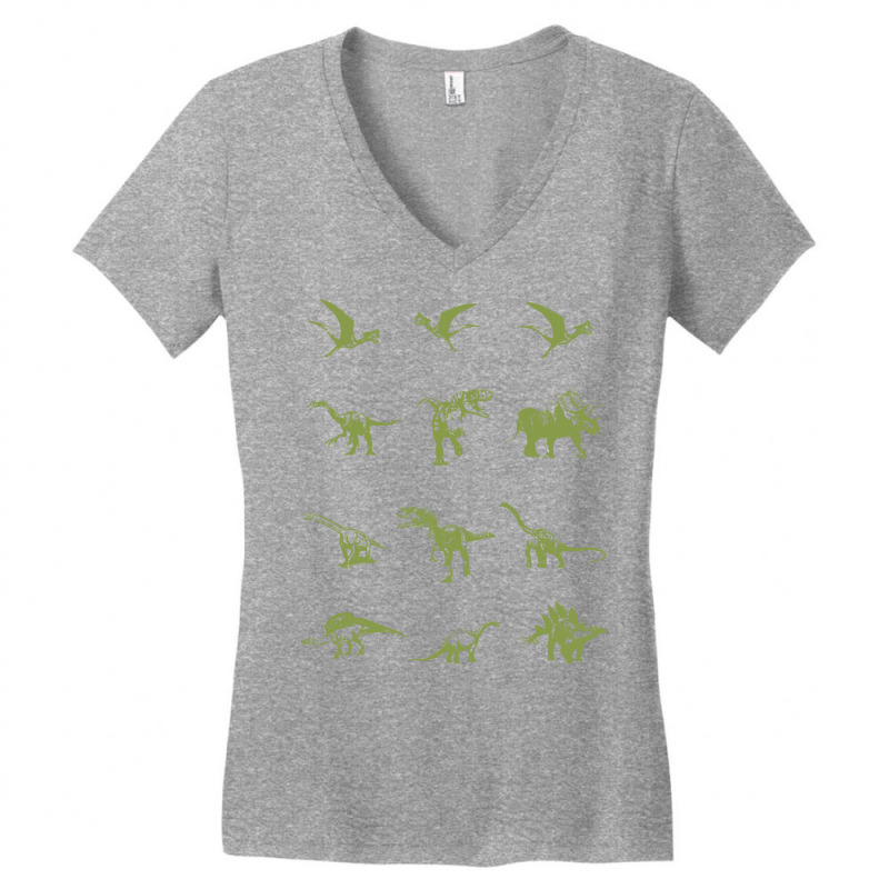 Different Types Of Dinosaurs 70s Women's V-Neck T-Shirt by dhurwechorrix | Artistshot