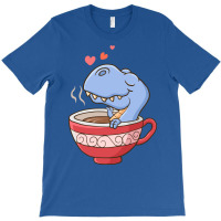 Cute Dinosaur Drinking Coffee Dinosaur Lover Costu T-shirt | Artistshot