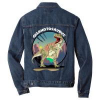 Giganotosaurus Dinosaur Design With Background Coo Men Denim Jacket | Artistshot