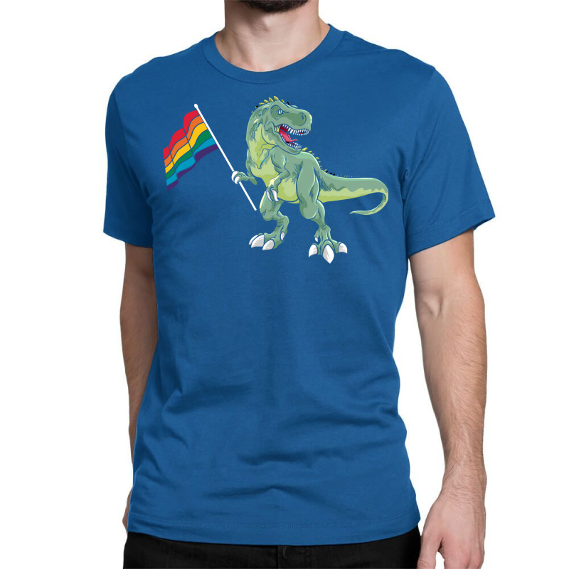 Funny Dinosaur Flag Gay Pride Lgbt Gift Red Classic T-shirt | Artistshot