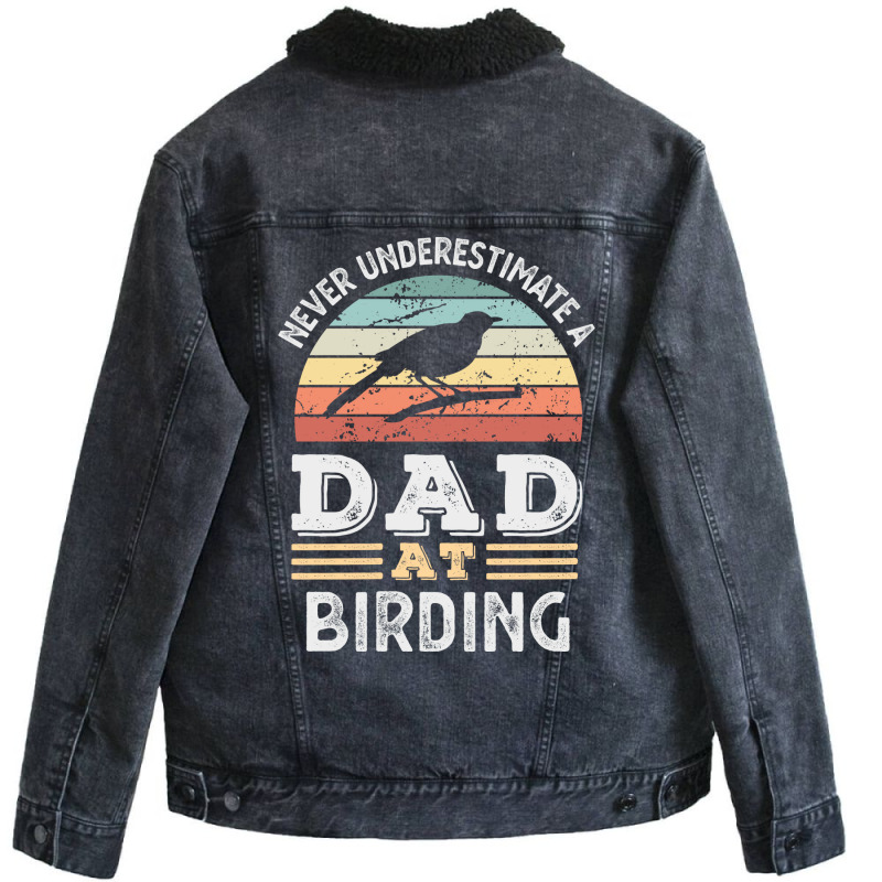 Funny Dad At Birding Fathers Day Gift Men Yellow Unisex Sherpa-lined Denim Jacket | Artistshot