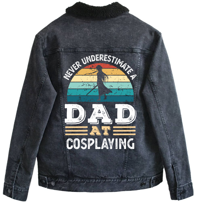 Funny Dad At Cosplaying Fathers Day Gift Men Green Unisex Sherpa-lined Denim Jacket | Artistshot