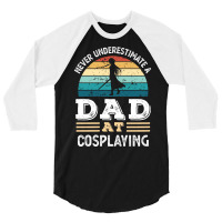 Funny Dad At Cosplaying Fathers Day Gift Men Green 3/4 Sleeve Shirt | Artistshot