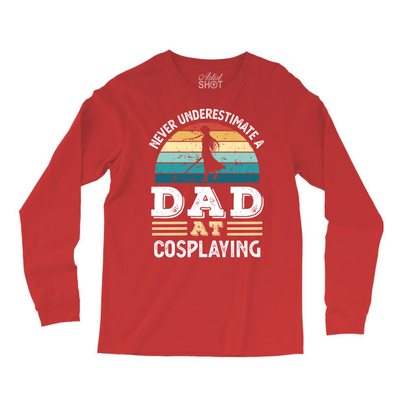 Funny Dad At Cosplaying Fathers Day Gift Men Green Long Sleeve Shirts | Artistshot