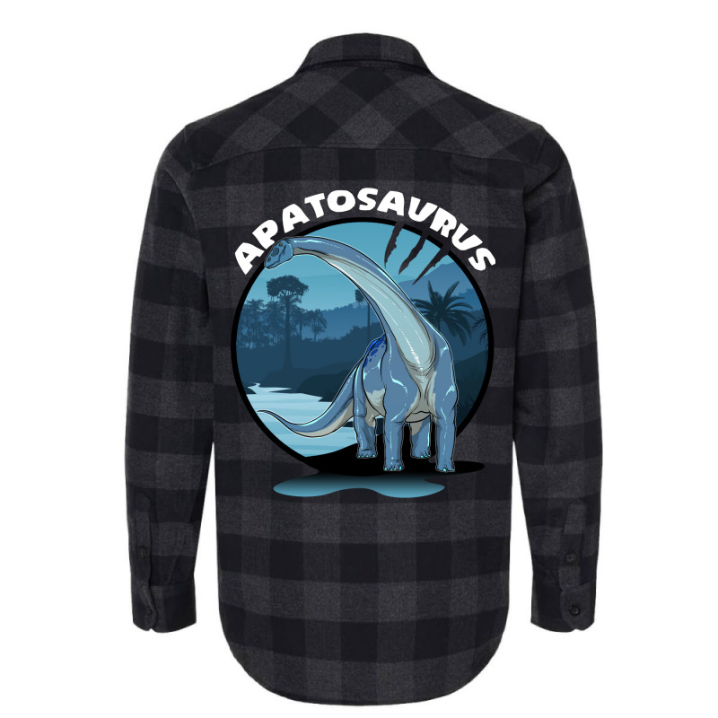 Apatosaurus Dinosaur Design With Background 70s Flannel Shirt | Artistshot