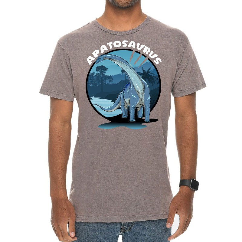 Apatosaurus Dinosaur Design With Background 70s Vintage T-shirt | Artistshot