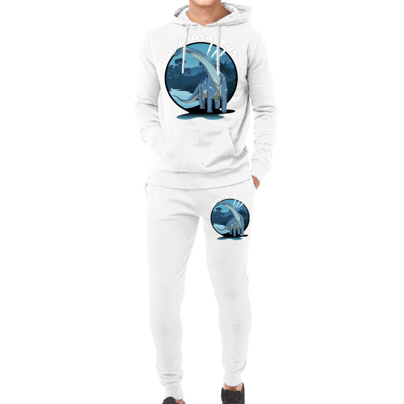 Apatosaurus Dinosaur Design With Background 70s Hoodie & Jogger Set | Artistshot