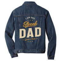 I Am One Blessed Dad Funny Ather Grandpa Hippie Men Denim Jacket | Artistshot