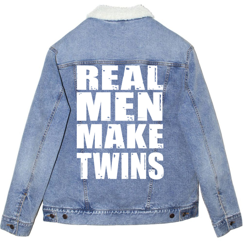 Real Men Makes Twins Daddy Of Twins Trending Unisex Sherpa-lined Denim Jacket | Artistshot