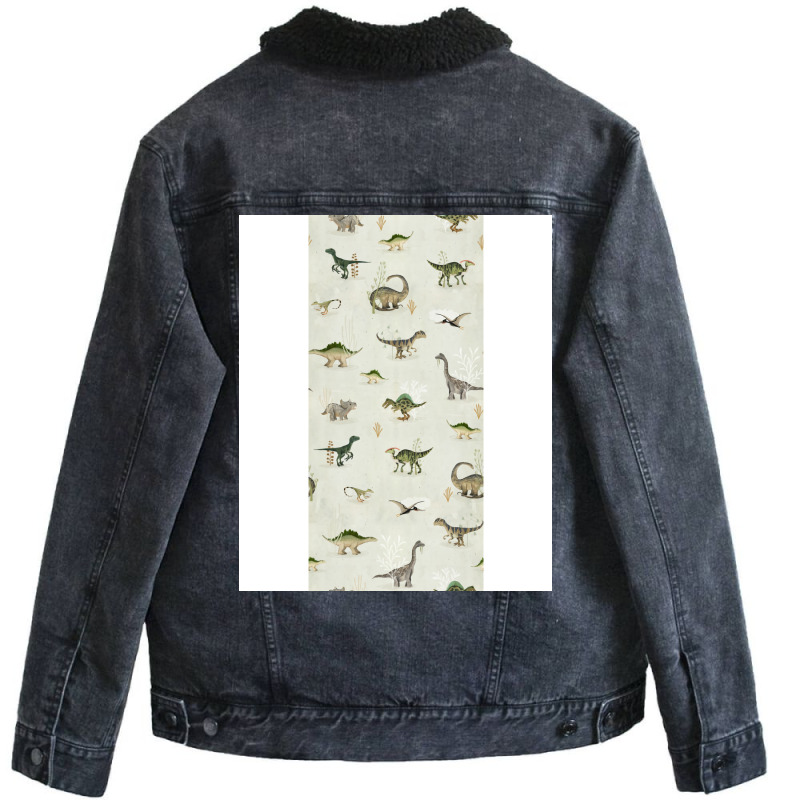 Ditsy Dinosaur Travel Unisex Sherpa-lined Denim Jacket | Artistshot