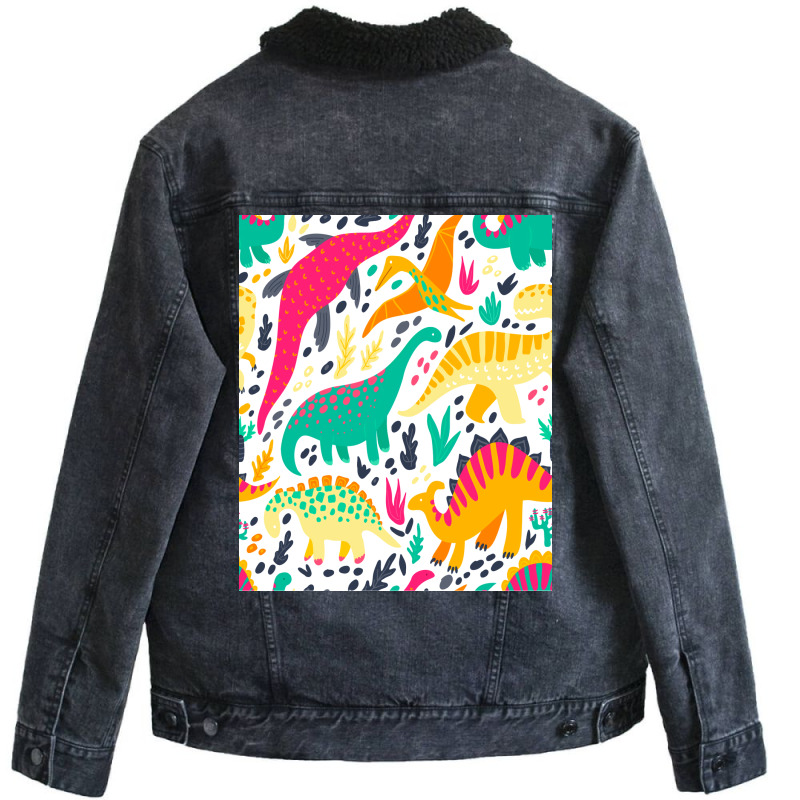 Bright Dinosaurs Hippie Unisex Sherpa-lined Denim Jacket | Artistshot