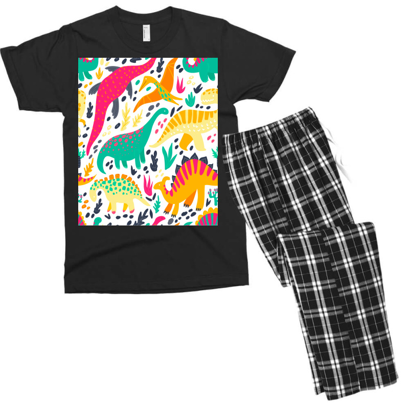 Bright Dinosaurs Hippie Men's T-shirt Pajama Set | Artistshot