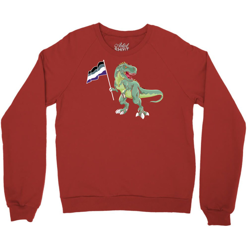 Funny Dinosaur Flag Asexual Pride Lgbt Gift Girl Crewneck Sweatshirt | Artistshot