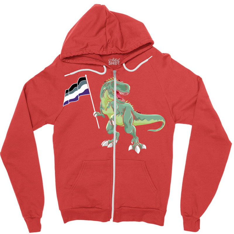 Funny Dinosaur Flag Asexual Pride Lgbt Gift Girl Zipper Hoodie | Artistshot