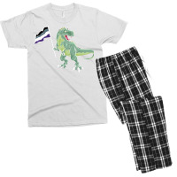 Funny Dinosaur Flag Asexual Pride Lgbt Gift Girl Men's T-shirt Pajama Set | Artistshot