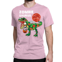 Zombie T Rex Dinosaur With Pumpkin Halloween Costu Classic T-shirt | Artistshot