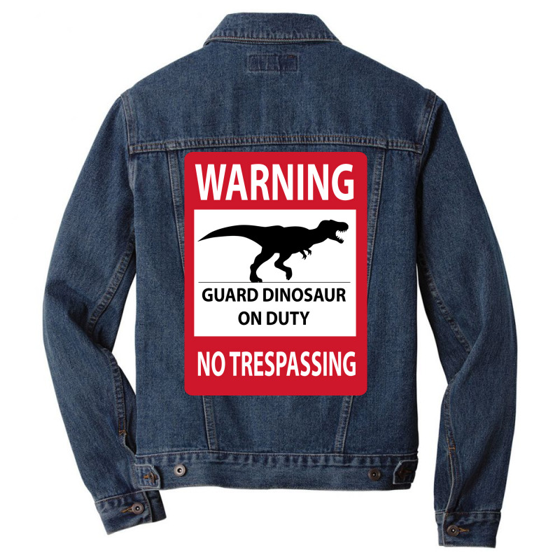 No Trespassing Tyrannosaurus Sign Yellow Men Denim Jacket | Artistshot