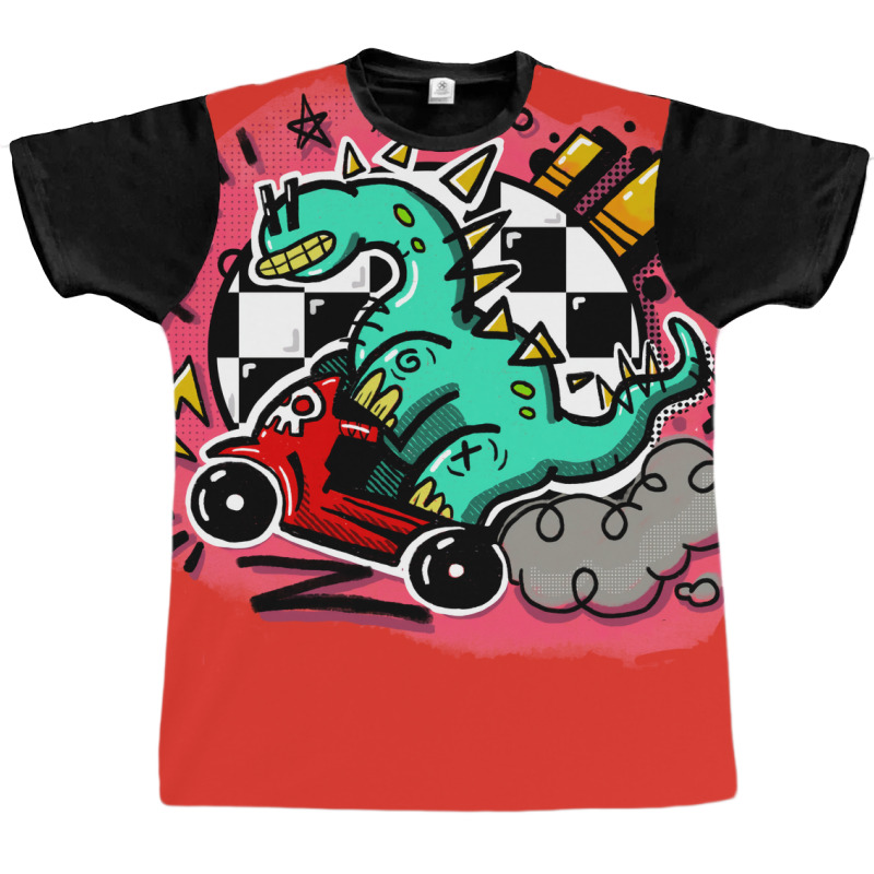 Dino Scoot Blue Graphic T-shirt | Artistshot