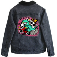 Dino Scoot Blue Unisex Sherpa-lined Denim Jacket | Artistshot