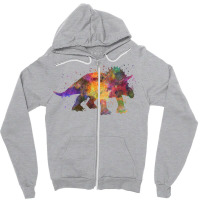 Triceratops In Watercolor Tumblr Zipper Hoodie | Artistshot