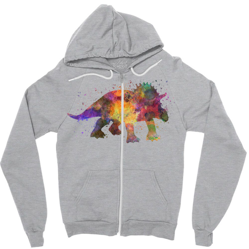 Triceratops In Watercolor Tumblr Zipper Hoodie | Artistshot