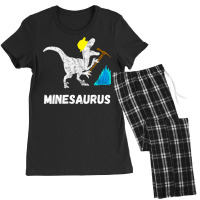 Mine Saurus Gold Coal Miner Dinosaurs Mining T Rex Women's Pajamas Set | Artistshot