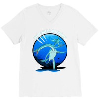 Plesiosaurus Prehistoric With Background Nostalgia V-neck Tee | Artistshot