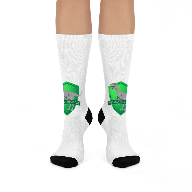 Mesozogwarts Veloslythraptor Green Crew Socks | Artistshot