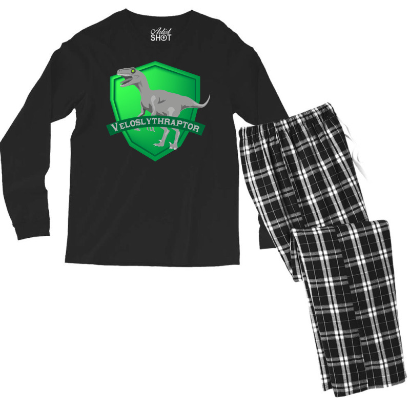 Mesozogwarts Veloslythraptor Green Men's Long Sleeve Pajama Set | Artistshot