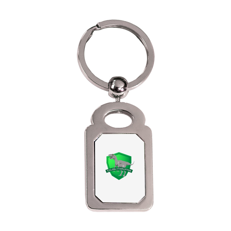 Mesozogwarts Veloslythraptor Green Silver Rectangle Keychain | Artistshot