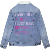 Funny Therapy Information Technology Blue Unisex Sherpa-lined Denim Jacket | Artistshot